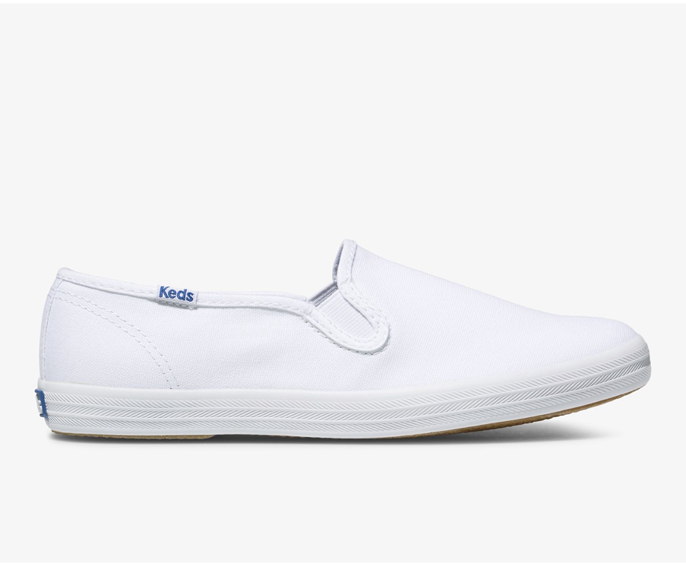 Keds Womens Slip Ons White - Champion Slip On - 064IFLAVU